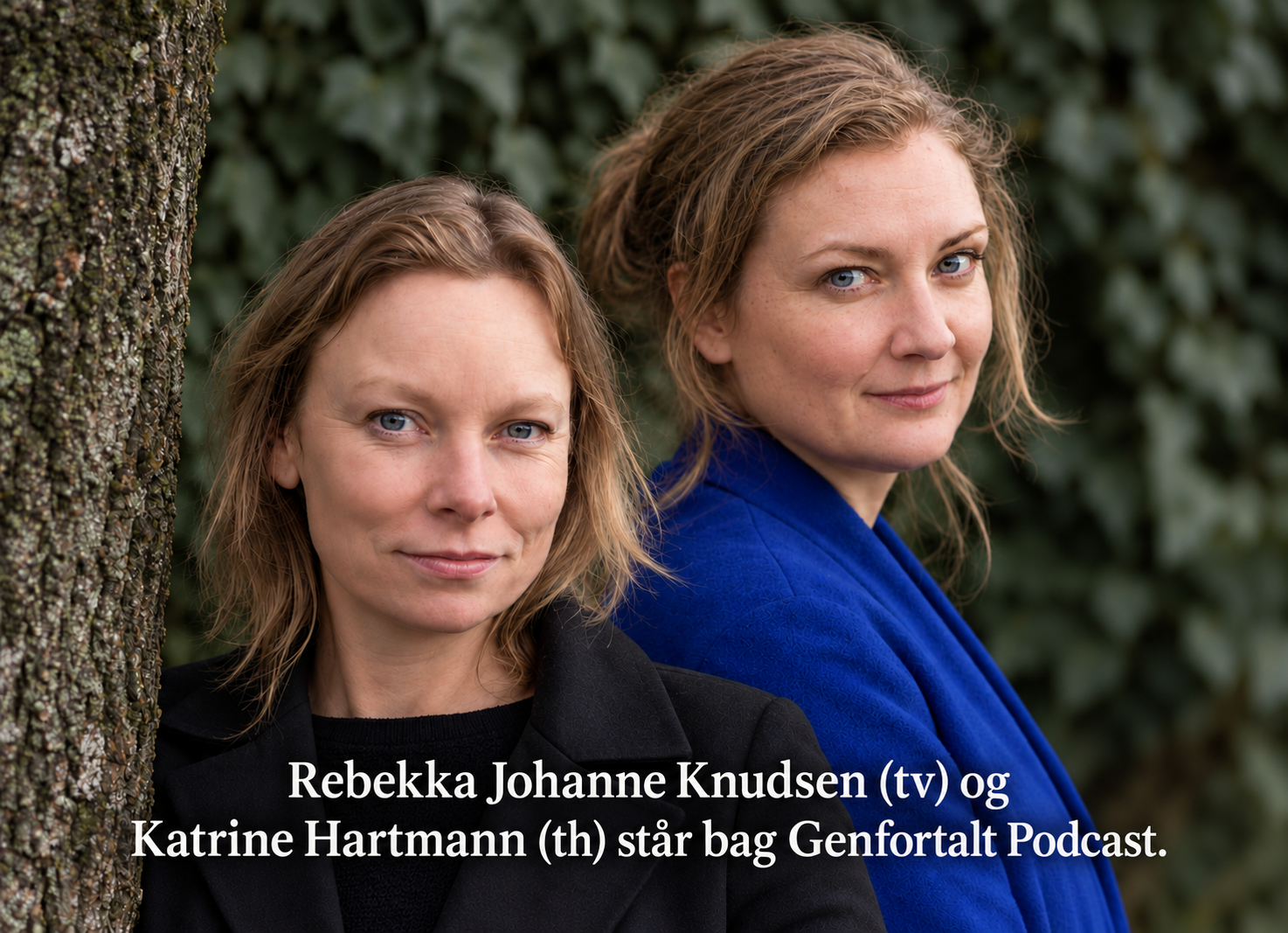 Fotoet forestiller Rebekka Johanne Knudsen og Katrine Hartmann, som står bag Genfortalt Podcast